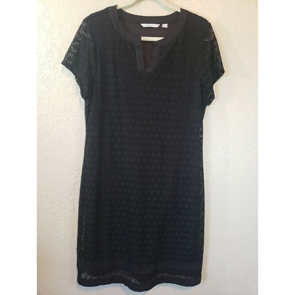 Isaac Mizrahi Dresses & Skirts - Isaac Mizrahi Short Sleeve Stretch Lace Sheath Dress Black Size Large